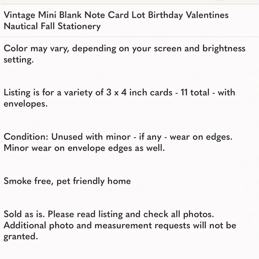 Vintage Mini Blank Note Card Lot Birthday Valentines Nautical Fall Stationery